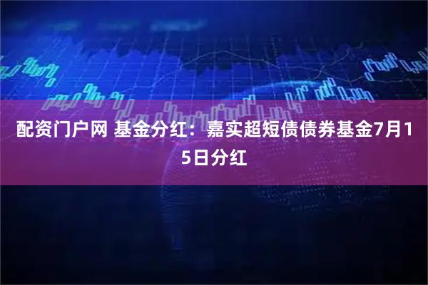 配资门户网 基金分红：嘉实超短债债券基金7月15日分红