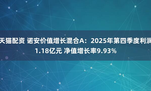 天猫配资 诺安价值增长混合A：2025年第四季度利润1.18亿元 净值增长率9.93%